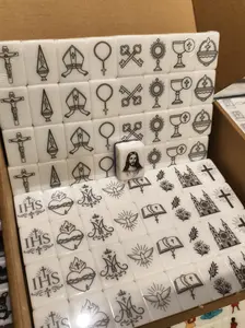 PushTile 2 Player Mahjong Set - Catholic Set ( Dark Purple )