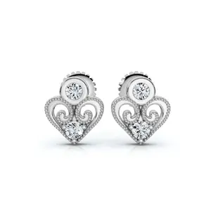 Diamond Heart Studs 14k White, Yellow, or Rose Gold Lab Grown Women's Earrings