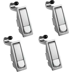 4PCS Adjustable Zinc Alloy Hand Operated Non-Locking Compression Latch Lock with Raised Trigger, Flush Lever Latch (Silver)