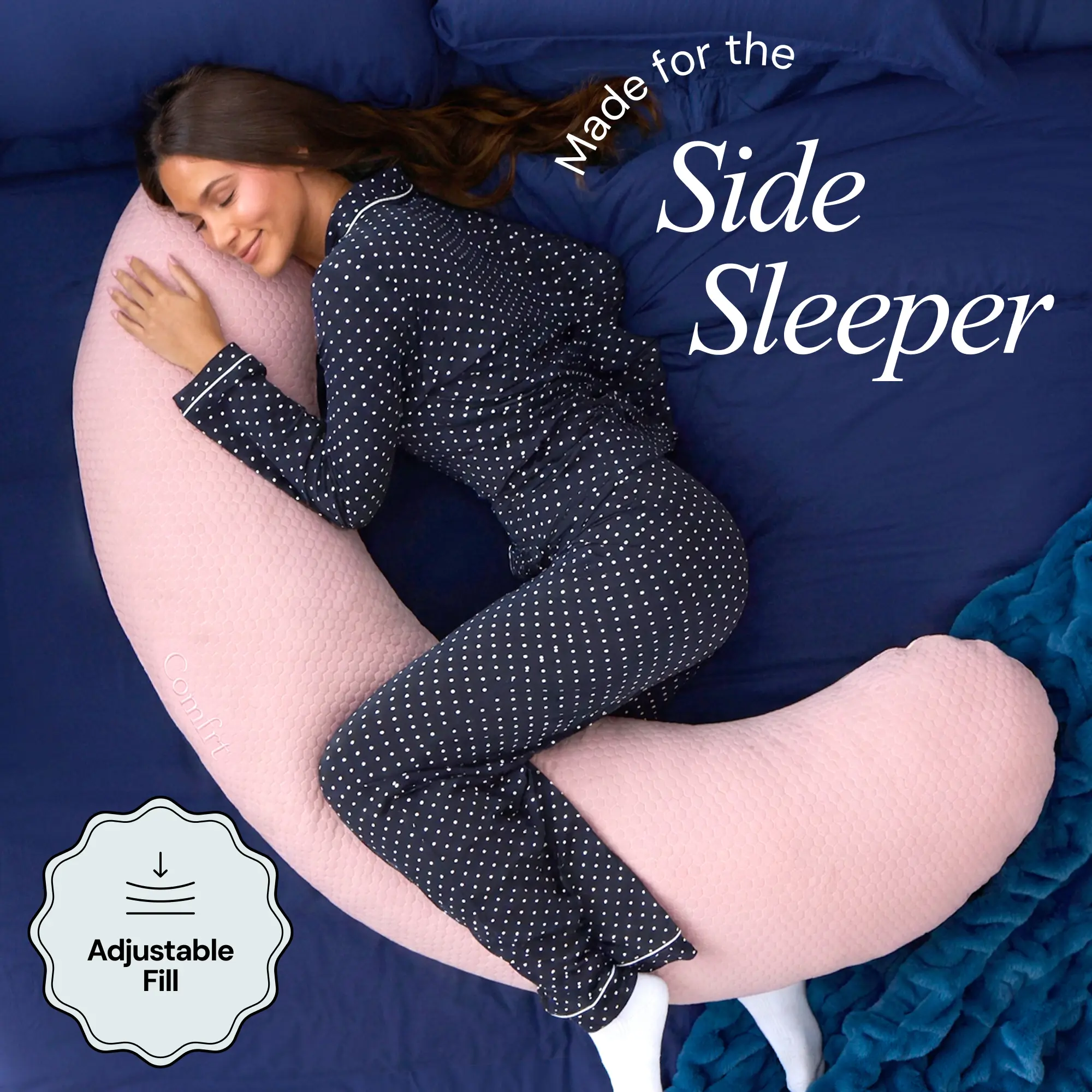 Comfrt | LunaCurve Pillow | Cooling Body Pillow for Side Sleepers With Adjustable Fill & Full-Body Support Comfrt | LunaCurve Pillow | Cooling Body Pillow for Side Sleepers With Adjustable Fill & Full-Body Support
