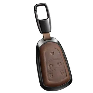 For Cadillac Key Fob Cover - Key Fob Cover Case Holder for 2015-2019 Escalade CTS SRX XT5 ATS STS CT6 Superior leather 360 Degree Full Protection