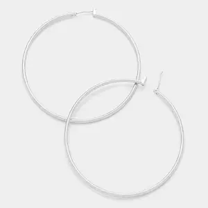 Silver Hoop Earrings | 2.5" | 321034