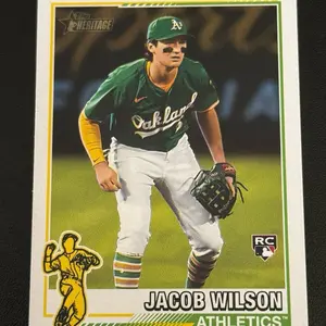 BASEBALL - 2025 Topps Heritage Jacob Wilson Redefined Green Back RC - Athletics sports  cards