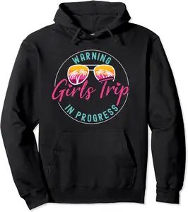 Besties Trip Beach Vacation Warning Girls Trip In Progress Pullover Hoodie - Salvadorata Shop 92B09RPLJP56
