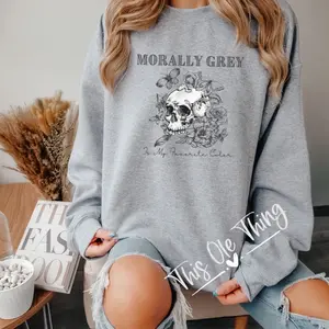Morally Grey Women's Crewneck Top for Book Lovers - Soft and Comfortable