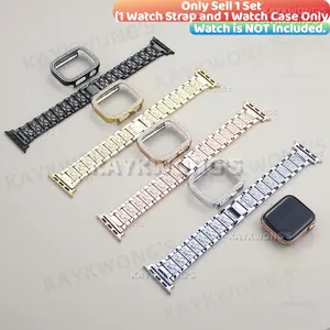 KAYKWONG'S 2 in 1 Set, include 1 Count Starry Sky Rhinestone Metal Band with 1 Imitation Diamond Cas, Compatible with iWatch Series 11/10/9/8/7/6/5/4/3/2/1/se, Fit for 38mm/40mm/41mm/44mm/45mm/46mm/49mm, Fashionable Luxury Design