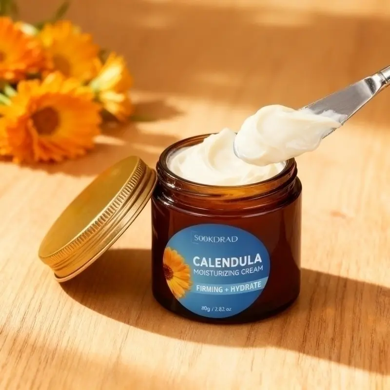 Calendula Soothing Moisturizing Cream, Natural Calendula Extract, Redness Relief, Deep Hydration, Gentle Firming, Face Neck Body, 80g/2.82oz