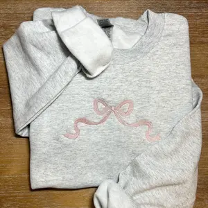 Embroidered Bow Sweatshirt, Coquette Aesthetic Shirt, Girly Crewneck, Cute Preppy Sweatshirt, Trendy Sweatshirt, Coquette Clothing
