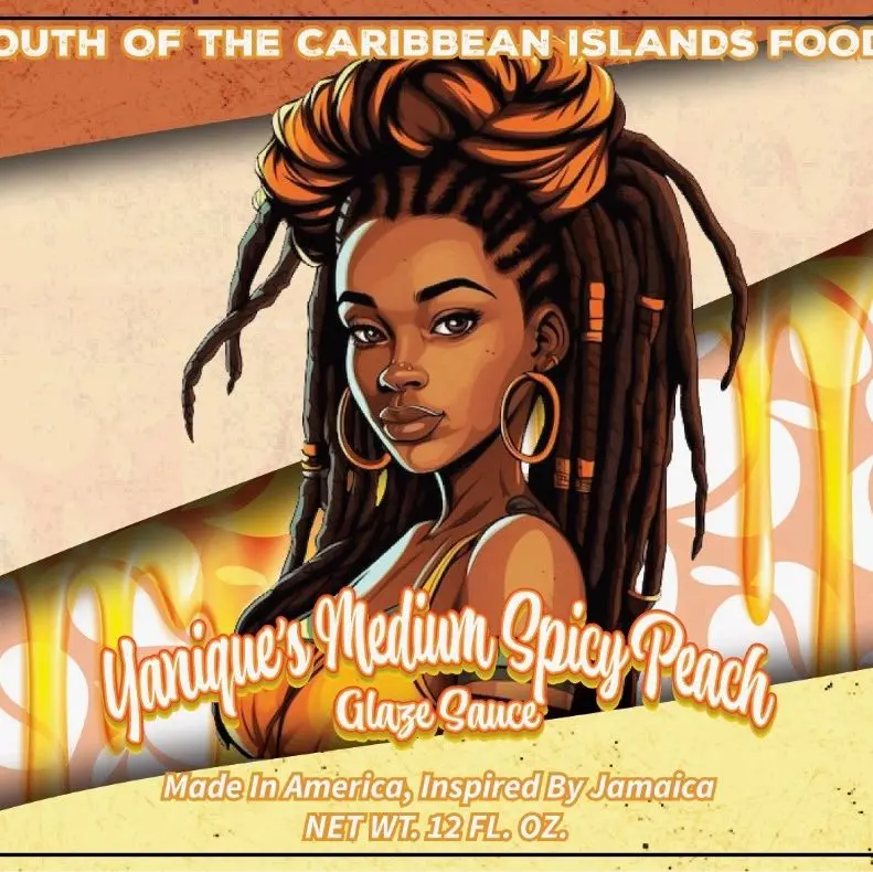 Yanique's Medium Spicy Peach Glaze Sauce - Made in America, Inspired by Jamaica - Flavor for Dips