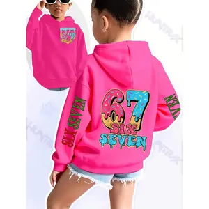 Girls' Fun Number Print Hoodie, Graphic Casual Hoodie, Casual Fitted Sweatshirt, Multicolor Ice Cream Design, Fall & Winter Elastic Fabric, Christmas Gift