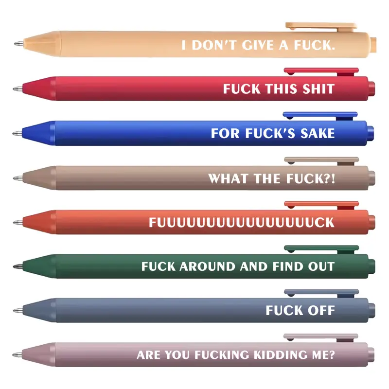 8Pcs Funny Fuck Pens, Fuck It Pens, Fancy Fu ck You Pen, Swear Words Ballponit Pen, Writing Pens, Stationery Writing Tools, Novelty Stationery for Adults, Black Ink 1.0 mm Retractable Ball-pen, Unique Office Supplies, Rollerball Pen Set, Ballpoint Pen Kit
