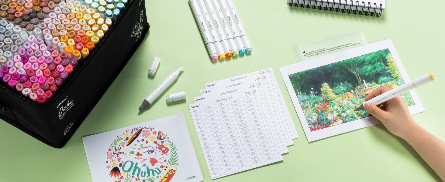 Ohuhu Alcohol Markers:  Chisel & Fine - 320 Colors - Double Tipped Art Markers for Artists Adults Coloring Drawing Sketching Illustration - Refillable - AP Certificated - Oahu Series of Ohuhu - Women's Day Gift