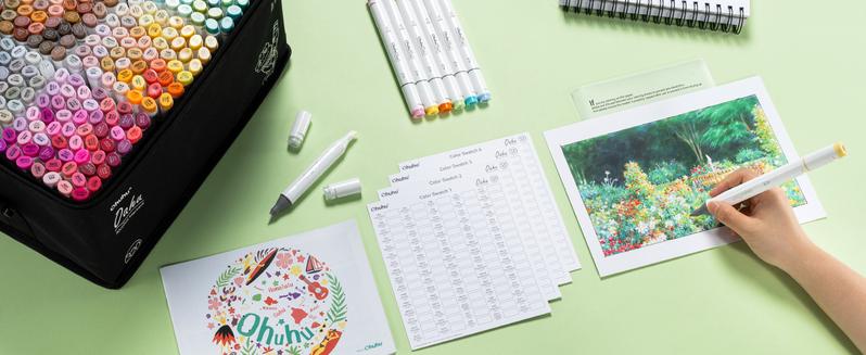 Ohuhu Alcohol Markers:  Chisel & Fine - 320 Colors - Double Tipped Art Markers for Artists Adults Coloring Drawing Sketching Illustration - Refillable - AP Certificated - Oahu Series of Ohuhu - Valentine's Day Gift