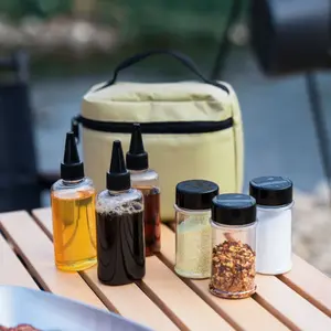 Portable Spice Storage Bag with Mini Seasoning Bottle, 1 Count Portable Spice Storage Bag with 6 Counts Seasoning Bottle, Seasoning Storage Bag for Outdoor Camping and Picnic