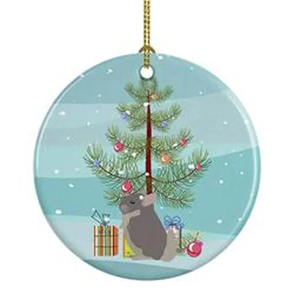 2.8 x 2.8 in. Unisex Beige Wellman Chinchilla Merry Christmas Ceramic Ornament