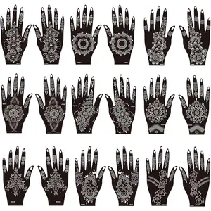 Henna Tattoo Stencils Kit, 18Temporary Tattoo Stenci Indian Mehndi Designs for Hands, Traditional Body Art