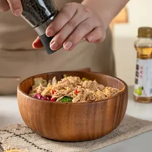 Handmade Natural Wood Bowl, Food Grade Oil Coating, Eco-Friendly Dinnerware, Salad/rice/soup Bowl, Unique Wooden Texture Design, Salad Serving Bowls