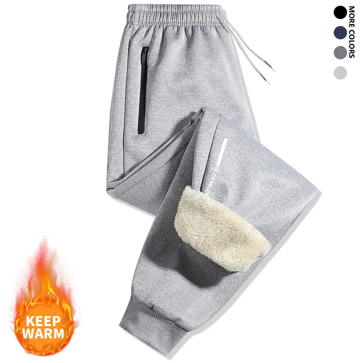 Men's Fleece Lined Solid Jogger Pants With Drawstring, Casual Thickened Trousers As Gift,pants men,sweatpants men