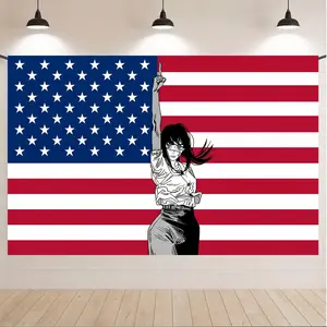 Edgy Chainsaw Man Makima Tapestry - Manga Style & US Flag Aesthetic Room Decor