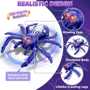 Wall Climbing Spider Toy, Rechargeable Remote Control Robot, 360° Rotating Wall Crawler with LED Eyes, Safe & Durable, Ages 3+