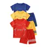 Boys' 6-Piece Summer Crew Neck Fitted Sports Set, Quick-Drying T-Shirt & Alphabet Basketball Shorts, Athletic Outfit for 3-12y (9-10y Option), Do Not Dry Clean, 11 - 12 Years