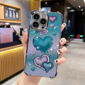 Heart Pattern Phone Case, Anti-drop Cellphone Protective Case, Total Protective Shockproof Mobile Phone Cover for iPhone 11 12 13 14 15 16 17 Pro Max/Pro/Plus/Air, Phone Decoration #IPAX1