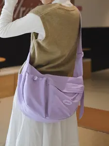 1pc  Ladies' crossbody bag, solid color shoulder bag, zipper closure, fashionable and versatile, casual and simple, suitable for students' campus travel, work commuting, shopping, ladies' crossbody bag