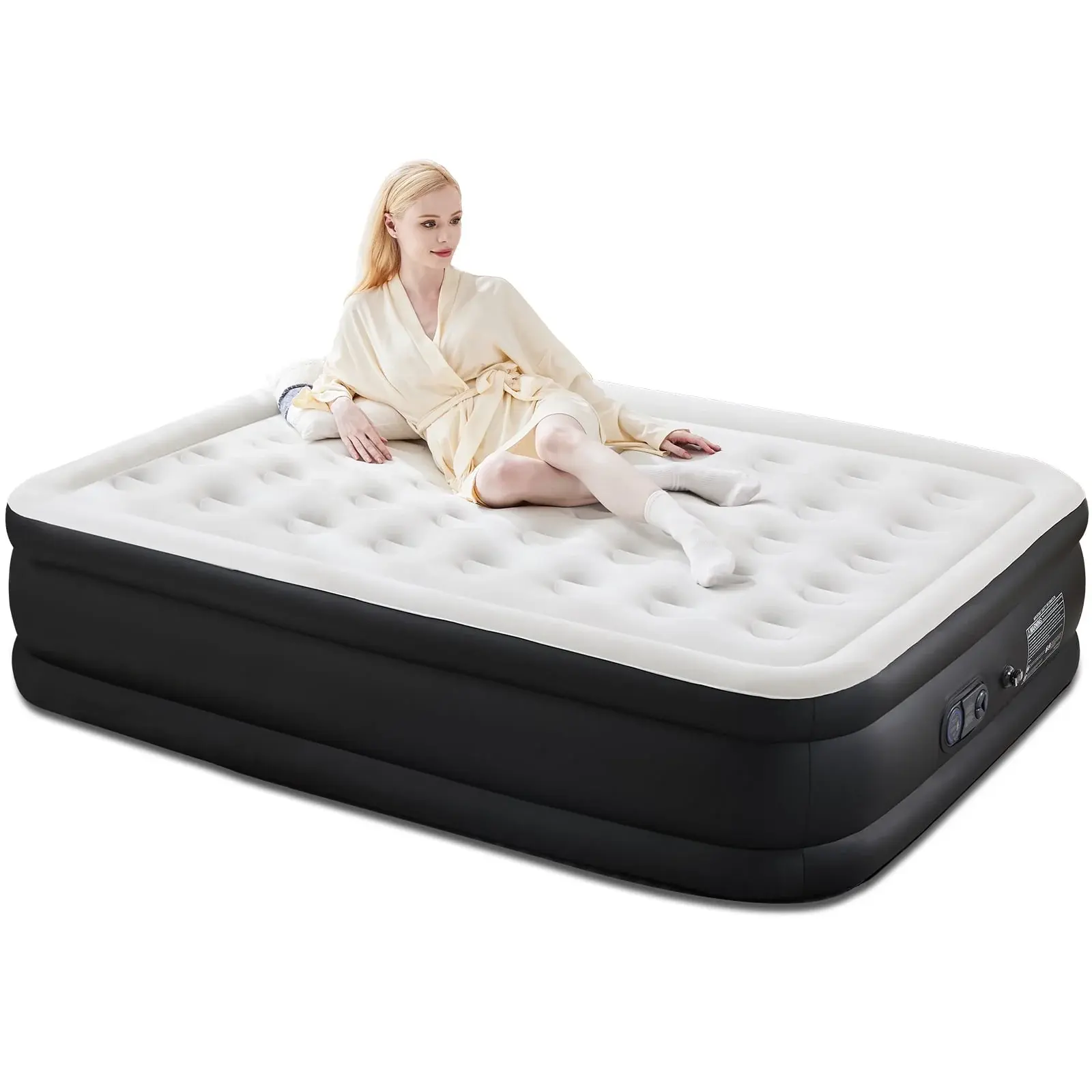 CONCETTA Twin Size 16" Air Mattress, Inflatable Bed with Built-in Pump, Quick Setup & Comfortable Support for Home and Travel