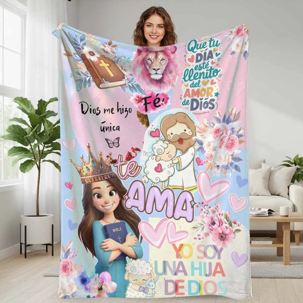 Christian Faith Ultra-Soft Flannel Throw Blanket - Religious Spiritual Floral Crown & Lion Design - Ideal for Church Worship, Home Sofa Decor, Birthday Gift