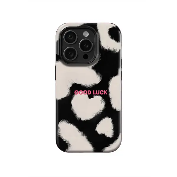 Coquette Fuzzy Heart TPU Cellphone Case, Heat Sublimation Full Print, 2-Layer Shockproof Shell, Non-Yellowing Camera Protection Tech Accessory for iPhone, Trendy Good Luck Gift