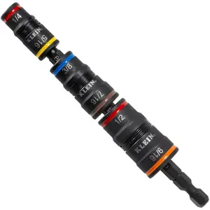 Klein Tools 32933 Klein Tools 32933 Impact Driver, SAE 7-in-1 Impact Rated Socket Set, 3 Flip Sockets with 6 Hex Driver Sizes and 1/4-Inch Bit Holder, 5-Inch Shaft