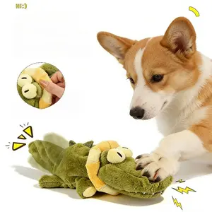 Squeaky Plush Crocodile Dog Toy, Motion-Activated Interactive Wagging Tail Toy, USB Rechargeable Bite-Resistant Crinkle Smart Exercise Toy for Dogs