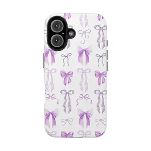 Coquette Purple Bow Phone Case, Lavender Girly, Cute and Preppy Premium Film 2 in 1 Phone Case - Durable, Shock Absorbing and Stylish Protection,phone Case Suitable for Iphone 11/12/13/14/15/16/17 Pro Promax Plus Air.Perfect Birthday Gift for Friends.