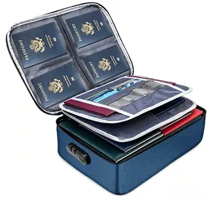 Blue Premium Multifunctional ID Organizer Bag - Large-Capacity Ziplock Fireproof Accordion File Organizer, Home Document Storage Bag for Passports, Stamps, Letter Files, ID Cards, Ziplock Storage Bags