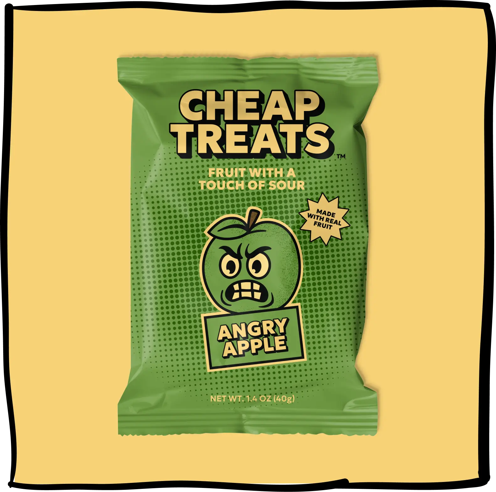 Cheap Treats Angry Apple Sour Chewy Fruit Candy