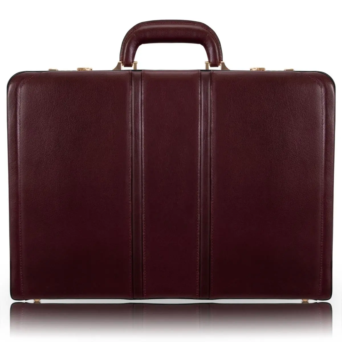 212 MAIN Men's Classic Coughlin Top Grain Cowhide Leather Briefcase - 4.5 in. V Series, Burgundy, Expandable, Combination Lock, Slim Profile with Carry Handle