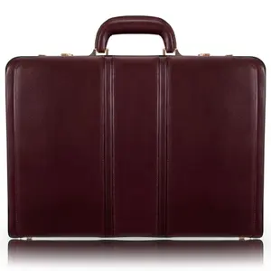 212 MAIN Men's Classic Coughlin Top Grain Cowhide Leather Briefcase - 4.5 in. V Series, Burgundy, Expandable, Combination Lock, Slim Profile with Carry Handle