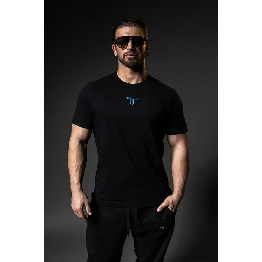 Essential T-Shirt - Blue Icon - Black