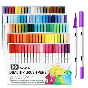 100 Pieces Dual Tip Acrylic Paint Pens Markers, Premium Water-Based Acrylic Paint Markers for Fabric, Rock, Wood, Glass, Paper, Canvas, Ceramic, Fabric Paint Markers DIY Crafts Art Supplies Kit
