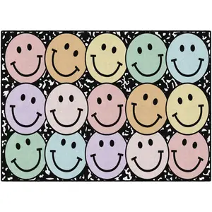 Pastel Rainbow Smiley On Notebook Rug By Schoolgirl Style