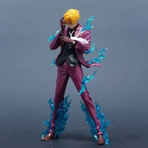 Sanji Figure Anime Collectible Statue, Western Devil Style Blue Flame Effect, Cartoon Accessories Display Piece, Figurine Collection Item, Collectible Figure Decor