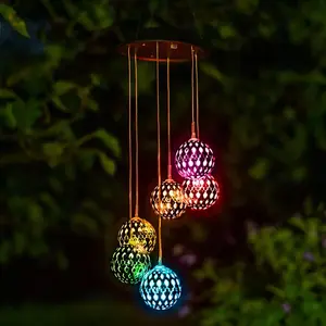 Touch Of ECO Solar Metal Orb Wind Chime - Color Changing RGB , Weather Resistant, 26 Inches Tall, 5 Inches Wide, Perfect for Home, Garden, Decoration
