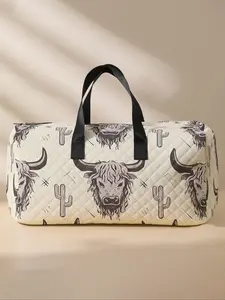 Cow Print Travel Bag, Large Capacity Travel Luggage Bag, Portable Overnight Bag, Fashionable Travel Bag, Cruise Travel Bag, Yoga Training Bag, Crossbody Bag with Shoe Storage, Travel Duffle Bag