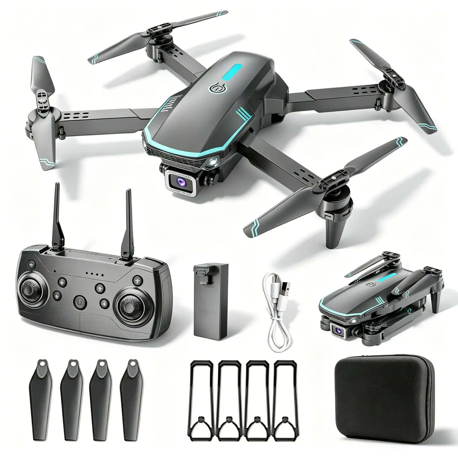 TongLi Aerial photography drone foldable drone children's remote control drone quadcopter, beginner drone dual-camera drone drones suitable for children aged 14 holiday gifts carnival gifts New Year's gifts. Folding Wifi