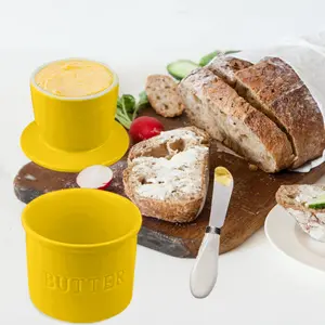 Butter Keeper Large Capacity Ceramic - Spread-Ready Stays Soft with Built-in Knife Non-Toxic Leakproof for Baking Breakfast Kitchen Tool