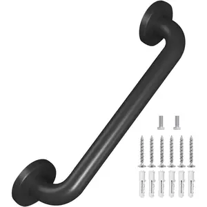 Metal Industrial Stair Handrail Wall Grab Bar Stair Step Indoor Outdoor Deck Handrail Safety Grab Bar (Matte Black) Stair Handle Bar Wall Elderly Grab Frame Tube (12 Inches 1 Piece)