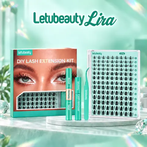 Beginner-Friendly Natural Lash Clusters Cosmetic Kit - 8-18mm 0.05mm Soft Wispy Cat Eye Eyelash Extension, Waterproof Eyelash Enhancing False Lashes & Adhesives, DIY Glue-On Set