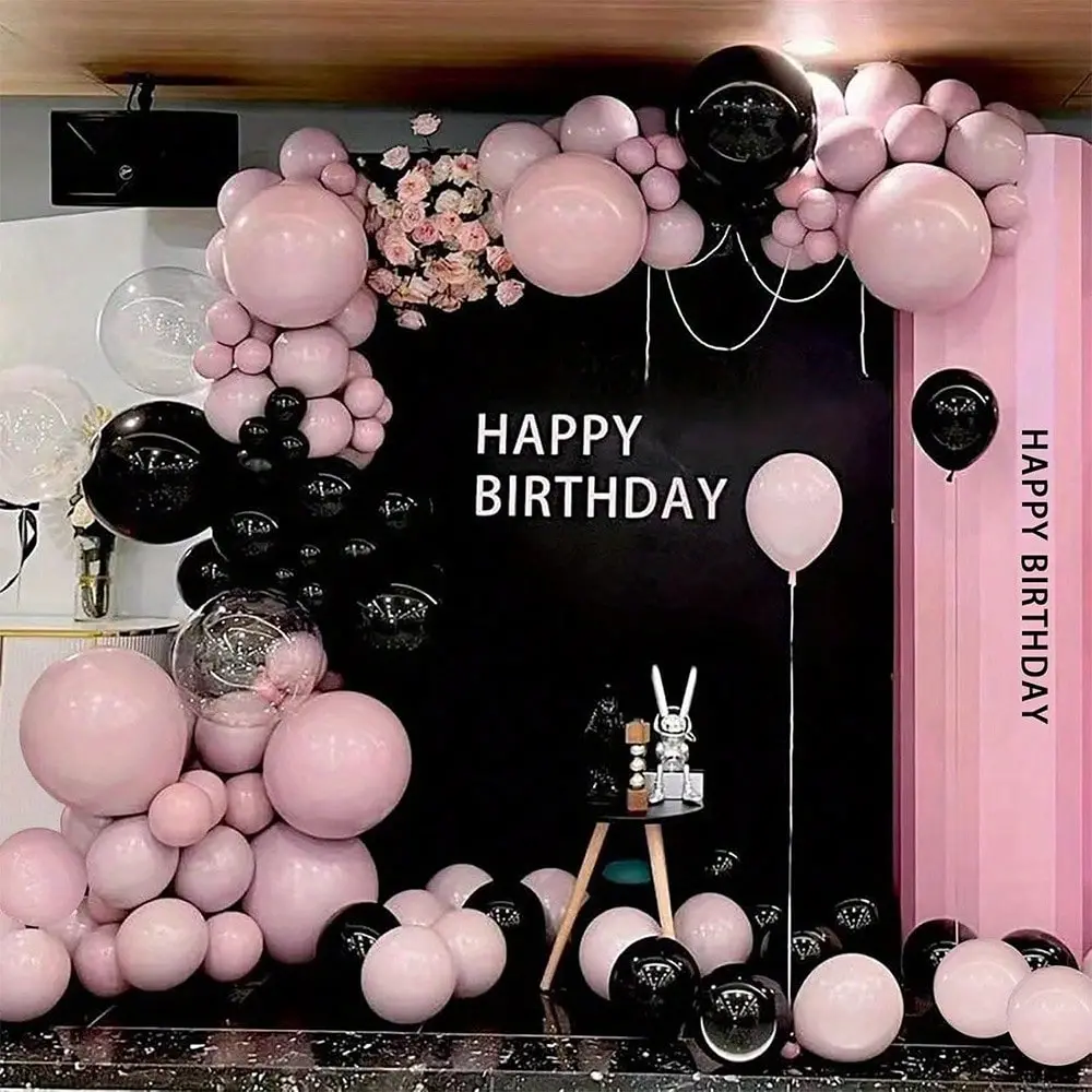 110 pcs pink and black balloon garlands set, perfect for birthday party, wedding, engagement, bridal shower, proposal, Valentine's Day, bachelorette party, baby shower, anniversary party decorations