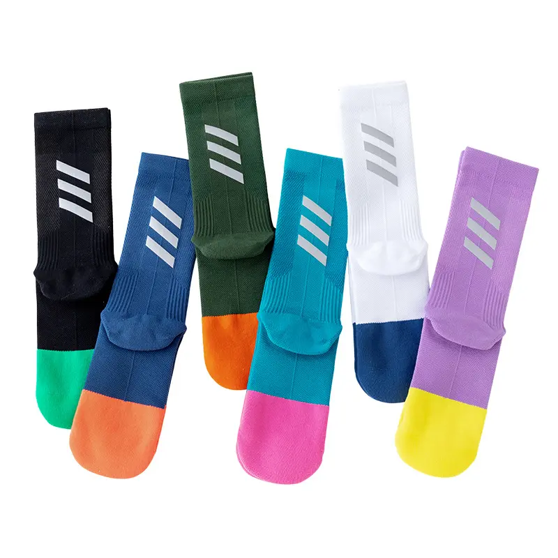 Cycling socks, professional sports compression, reflective, sweat-absorbent, casual, versatile, breathable, odor-resistant, non-slip, quick-drying socks