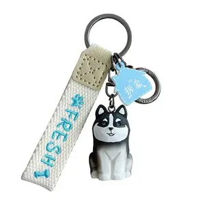 Original Wood Carving Style Dog Family Keychain, Cute Resin Creative Dog Key Ring, Unisex Accessory, Perfect Gift Idea